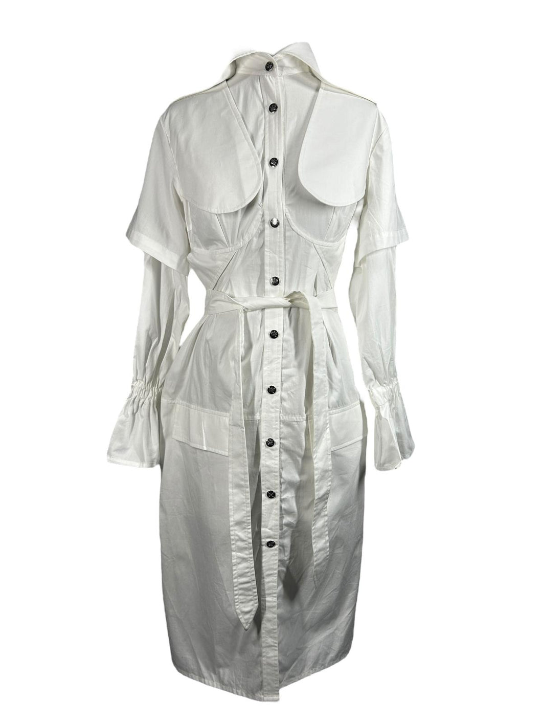 THEBE MAGUGU Utility Shirt Dress White Midi Large NEW RRP 685