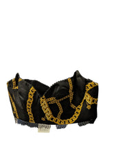 Load image into Gallery viewer, VERSACE Black Yellow Sleepwear Lingerie Chain Print Bra Lace UK 14 NEW RRP 680
