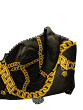 Load image into Gallery viewer, VERSACE Black Yellow Sleepwear Lingerie Chain Print Bra Lace UK 14 NEW RRP 680
