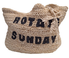 Load image into Gallery viewer, ROTATE Ladies Neeti Neutral Black Logo Raffia Open Top Tote Bag NEW RRP90
