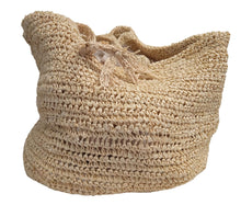 Load image into Gallery viewer, ROTATE Ladies Neeti Neutral Black Logo Raffia Open Top Tote Bag NEW RRP90
