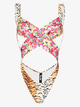 Load image into Gallery viewer, REINA OLGA Exotica Cutout Swimsuit Floral Tiger Print Swimwear M NEW RRP 165
