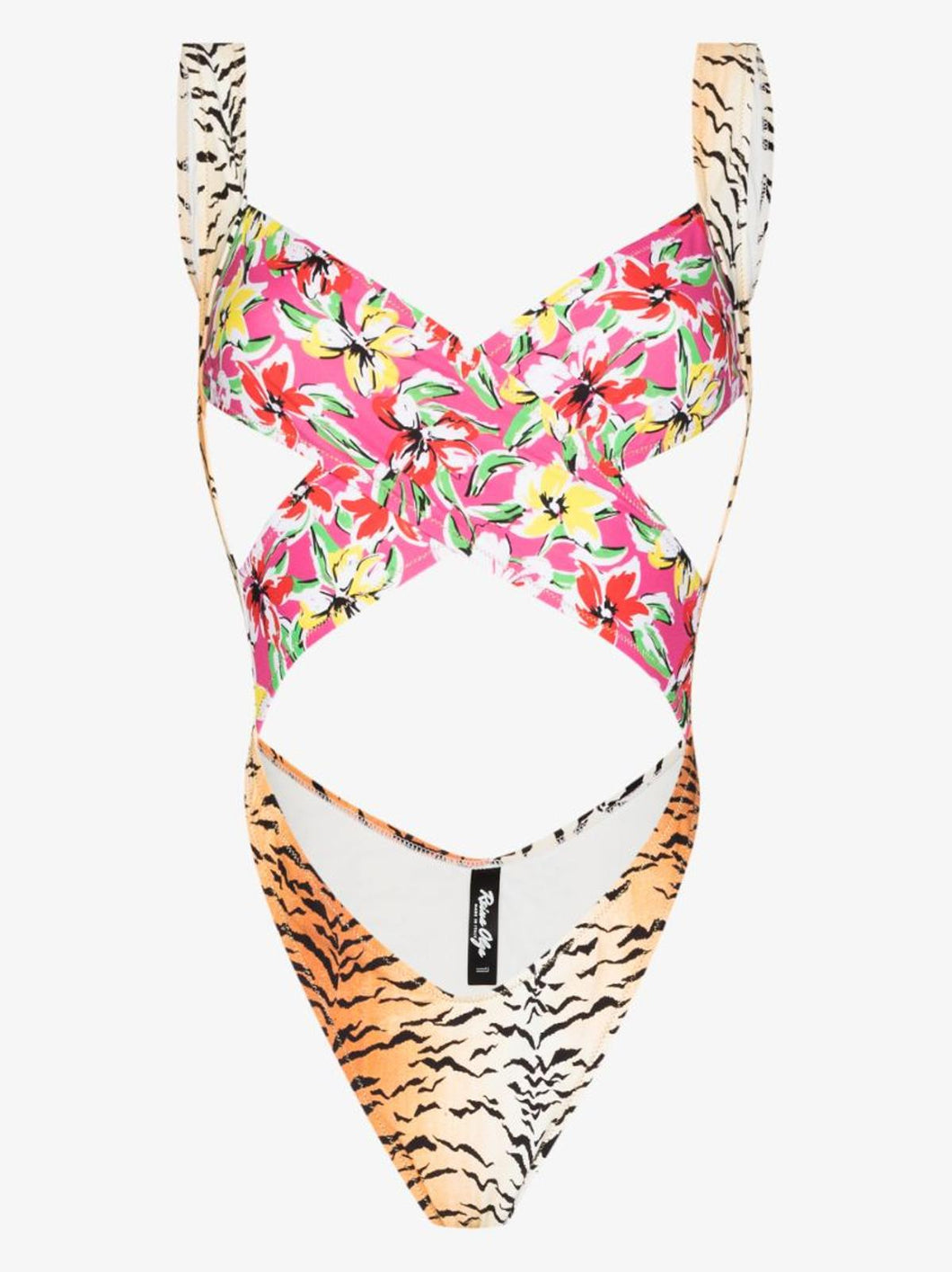 REINA OLGA Exotica Cutout Swimsuit Floral Tiger Print Swimwear M NEW RRP 165