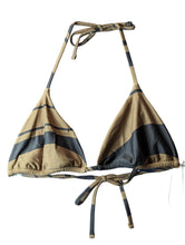 Load image into Gallery viewer, ABYSSE Mata Triangle Bikini Top Brown Black Stripe Swimwear M NEW RRP 75
