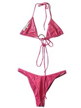 Load image into Gallery viewer, ALESSANDRA RICH Laminate Triangle Bikini Set Tie Front Pink UK12 NEW RRP 380
