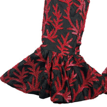 Load image into Gallery viewer, TSAU Chiffon Sequin Design Red Flared Trousers Size 32 NEW RRP 680
