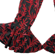 Load image into Gallery viewer, TSAU Chiffon Sequin Design Red Flared Trousers Size 32 NEW RRP 680
