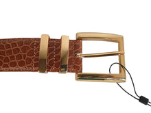 Load image into Gallery viewer, BLACK &amp; BROWN Ladies Brown Leather Croc Print Ida Waist Belt Size 85 RRP120 NEW
