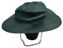 Load image into Gallery viewer, RUSLAN BAGINSKIY Fedora Hat Straw Gold Tone Chain Strap Green S NEW RRP305
