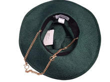 Load image into Gallery viewer, RUSLAN BAGINSKIY Fedora Hat Straw Gold Tone Chain Strap Green S NEW RRP305
