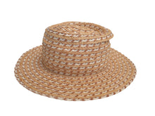 Load image into Gallery viewer, GIGI BURRIS Noelle Fedora Hat Woven Raffia Bucket Brown/Beige One Size RRP330

