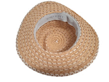 Load image into Gallery viewer, GIGI BURRIS Noelle Fedora Hat Woven Raffia Bucket Brown/Beige One Size RRP330
