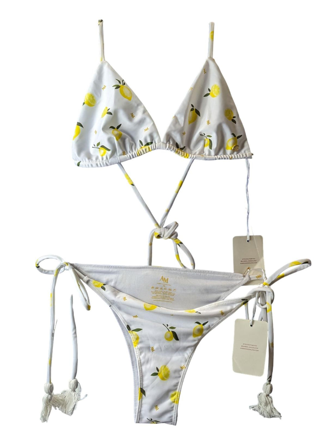 AMBRA MADDALENA White Bikini Sets Gigi Triangle Top Tie Size UK 14 NEW RRP 145