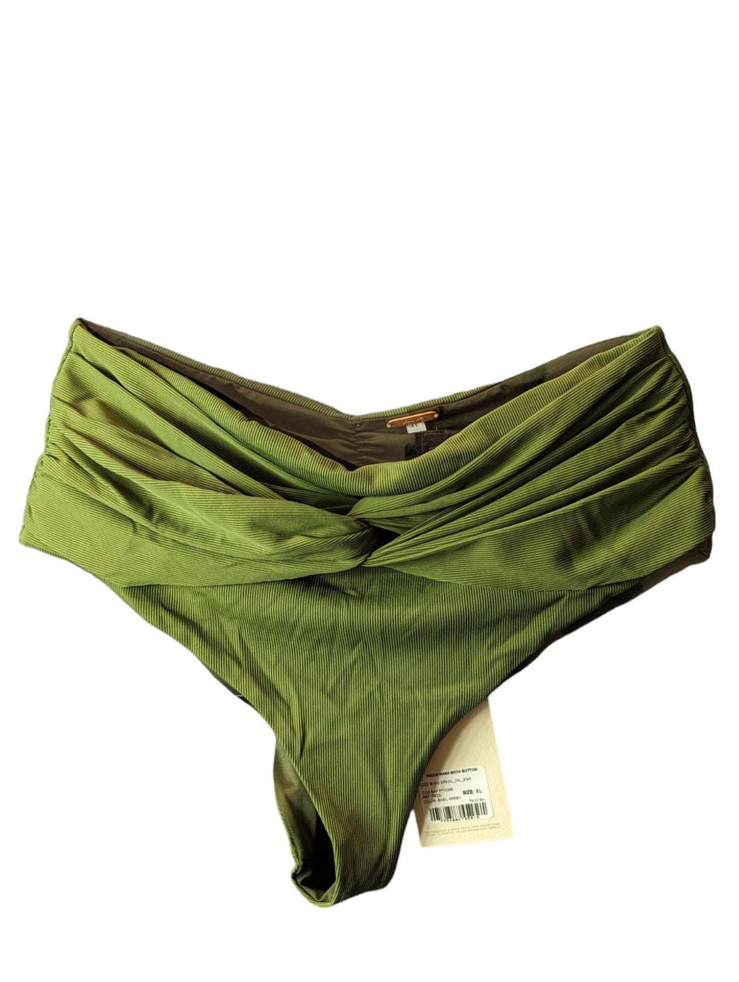 JOHANNA ORTIZ Green Bikini Bottoms Pacha Mama Bikini Knit Front XL NEW RRP 160