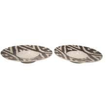 Load image into Gallery viewer, LES OTTOMANS 7-Piece Plate Saucer &amp; Bowl Set Black &amp; White Ikat Ceramic NEW
