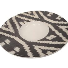 Load image into Gallery viewer, LES OTTOMANS 7-Piece Plate Saucer &amp; Bowl Set Black &amp; White Ikat Ceramic NEW
