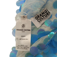Load image into Gallery viewer, ORANGE CULTURE Ikay Top Blue Sequin Shoulder Pad Ladies Size S NEW RRP 160

