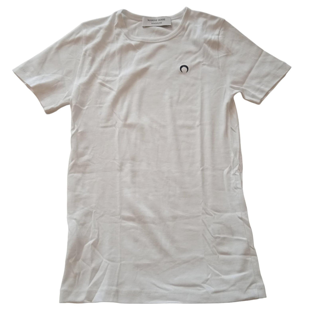 MARINE SERRE Crescent Moon Logo T-Shirt Ladies White Cotton Size M NEW RRP110
