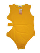 Load image into Gallery viewer, ORANGE CULTURE Men&#39;s Yellow Lemon Cutout Sleeveless Skin Bodysuit Size S NEW
