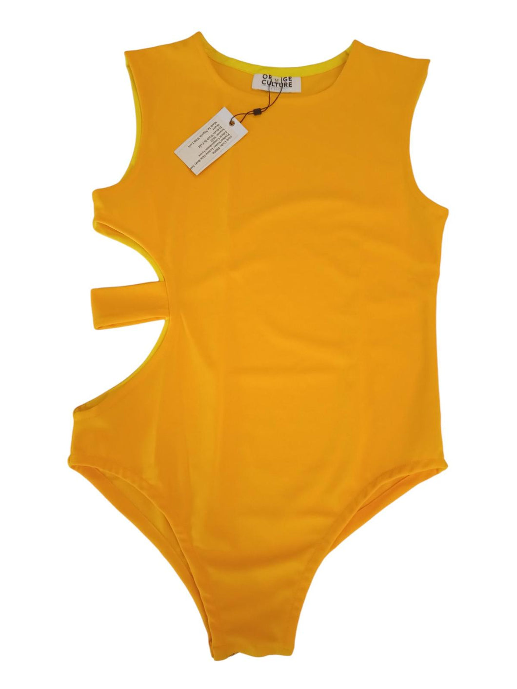 ORANGE CULTURE Men's Yellow Lemon Cutout Sleeveless Skin Bodysuit Size M NEW