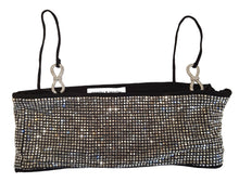 Load image into Gallery viewer, MACH &amp; MACH Crystal Mesh Crop Top w Bow Square Neck Silver FR36 UK8 NEW RRP685
