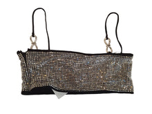 Load image into Gallery viewer, MACH &amp; MACH Crystal Mesh Crop Top w Bow Square Neck Silver FR36 UK8 NEW RRP685
