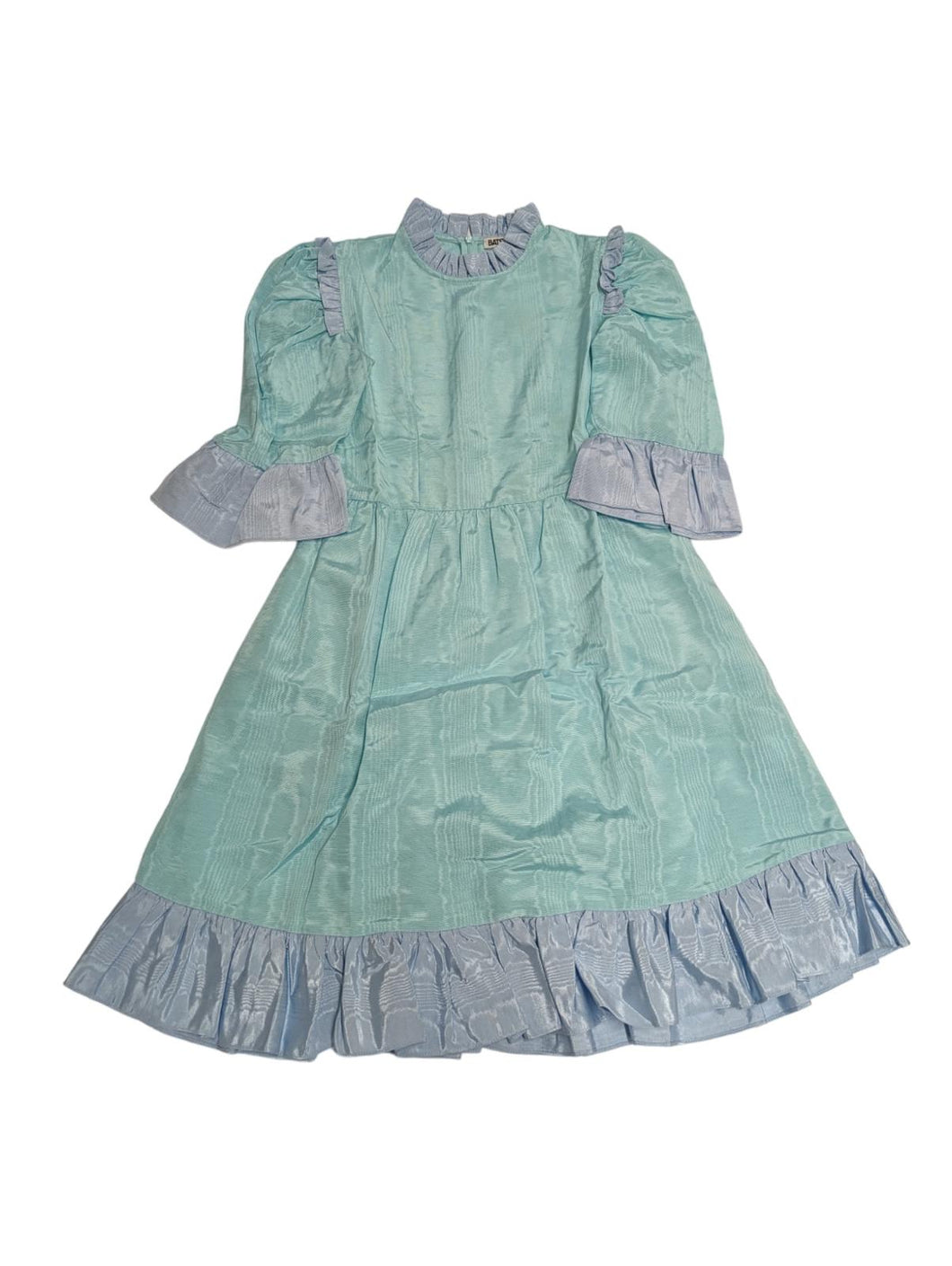 BATSHEVA Blue Mini Dress Spring Prairie Ruffle Short Sleeve Hem UK 6 NEW RRP 375