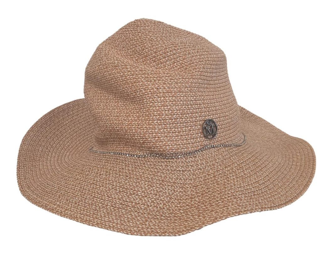 MASION MICHEL Ladies Camel Brown Straw Virgine Hat Size M NEW RRP395