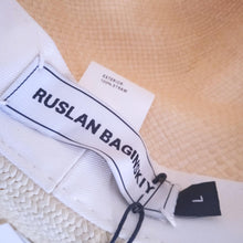 Load image into Gallery viewer, RUSLAN BAGINSKIY Ladies Beige Straw Embellished Cowboy Hat Size L NEW RRP480
