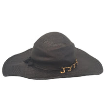 Load image into Gallery viewer, GLADYS TAMEZ MILLINERY Iman Ladies Black Straw Panama Hat Size S NEW RRP325
