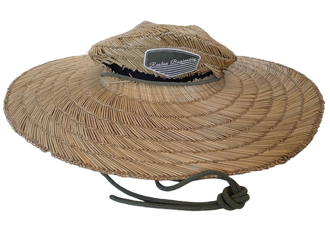 RUSLAN BAGINSKIY Logo Straw Sun Hat Fedora Wide Brim Neutral Beige S NEW RRP235