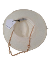 Load image into Gallery viewer, RUSLAN BAGINSKIY Fedora Hat Chain Strap Natural Straw White/Gold S NEW RRP320
