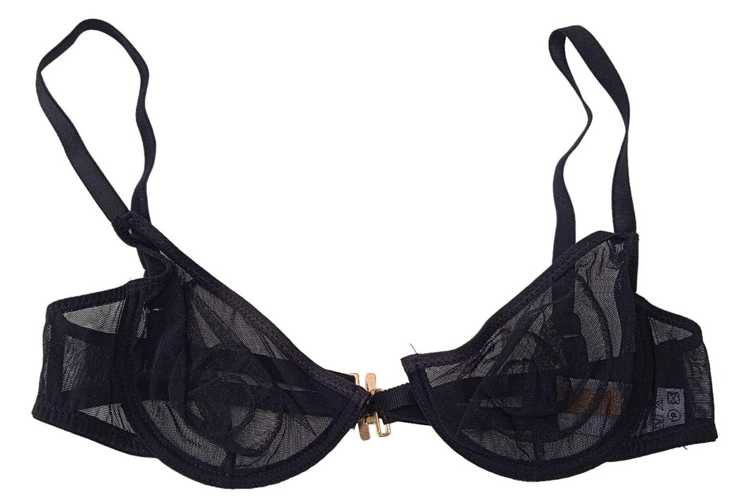 ISOCELES Spiro Bra Sheer Mesh Underwire Spiral Cup Black Size XS NEW RRP220