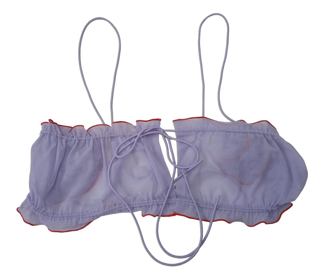 ISOSCELES Radicchio Bra Lace-Up Layered Mesh Self Tie Lilac XS/S NEW RRP170