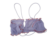 Load image into Gallery viewer, ISOSCELES Radicchio Bra Lace-Up Layered Mesh Self Tie Lilac XS/S NEW RRP170
