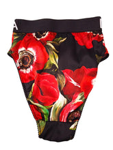 Load image into Gallery viewer, DOLCE &amp; GABBANA Floral Briefs Silk Logo Band High Waist Red/Black XS NEW RRP330
