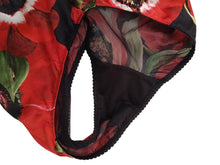 Load image into Gallery viewer, DOLCE &amp; GABBANA Floral Briefs Silk Logo Band High Waist Red/Black XS NEW RRP330
