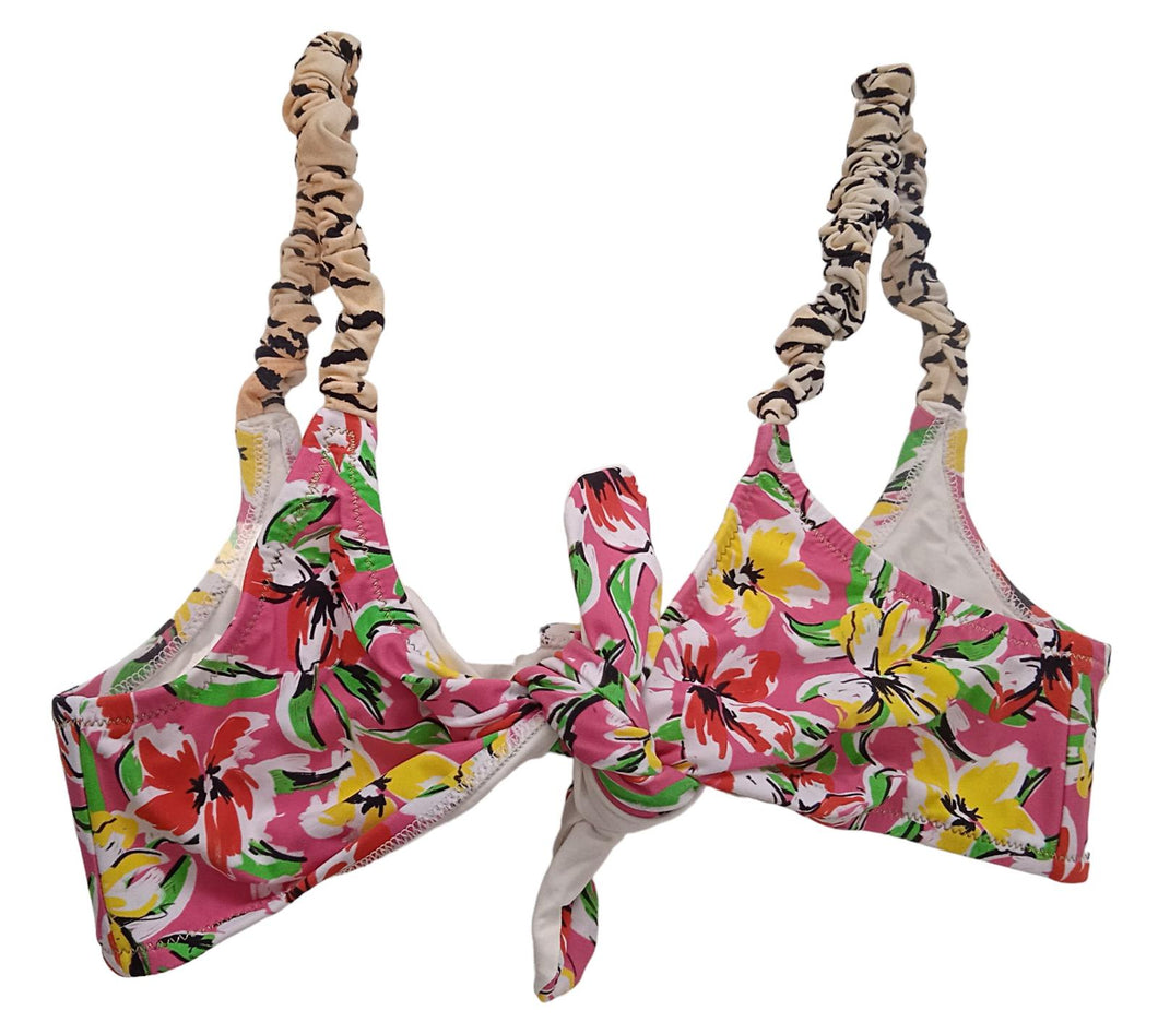 REINA OLGA Luca Bikini Top Bra Floral & Tiger Print Multicoloured 2/M NEW RRP130