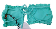 Load image into Gallery viewer, JIREH Bikini Top Pleated Ruched Bandeau Bra Light Padded Mint Green S NEW
