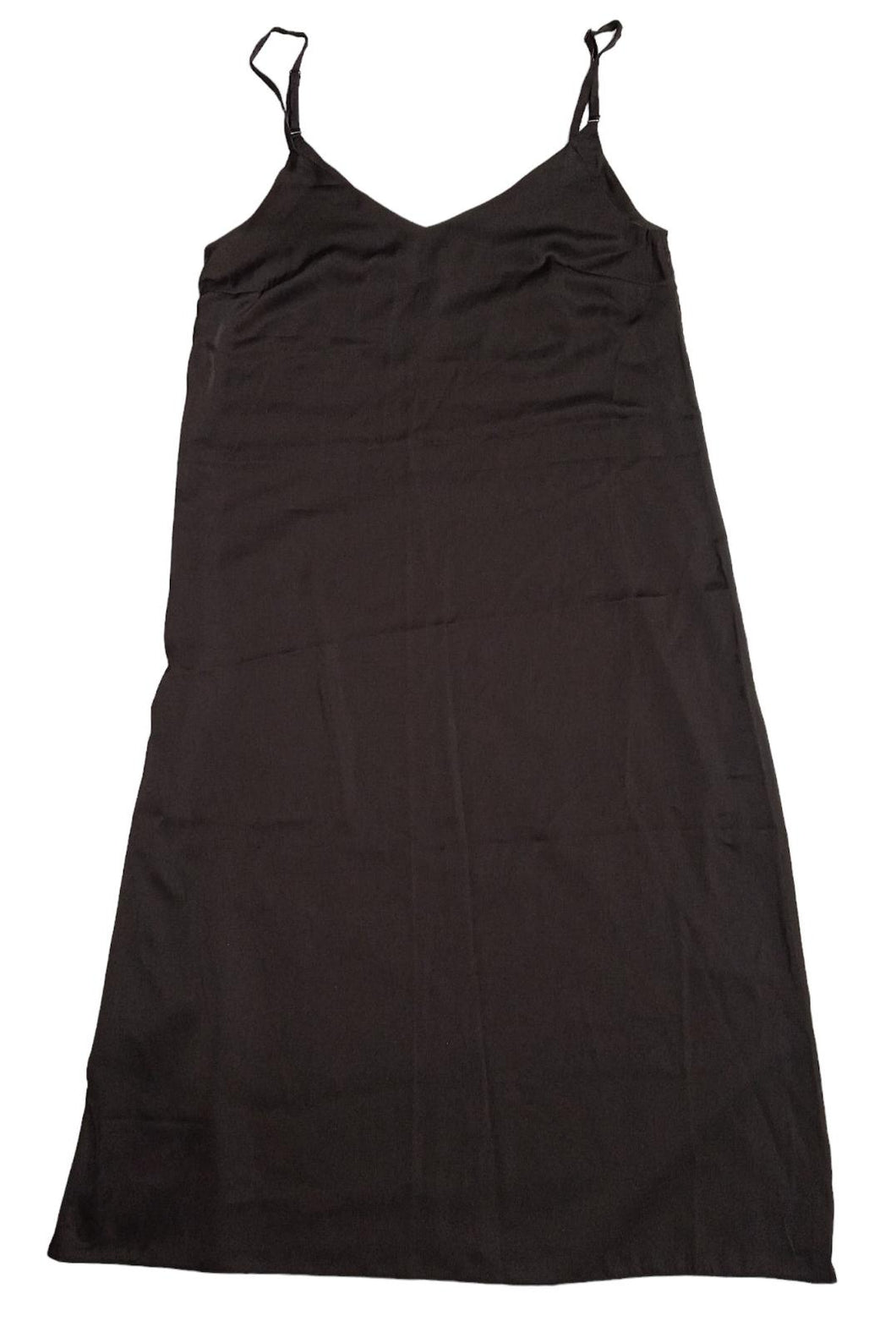 MASTERPEACE Satin Slip Dress Sleeveless V-Neckline Midi Black Size M NEW