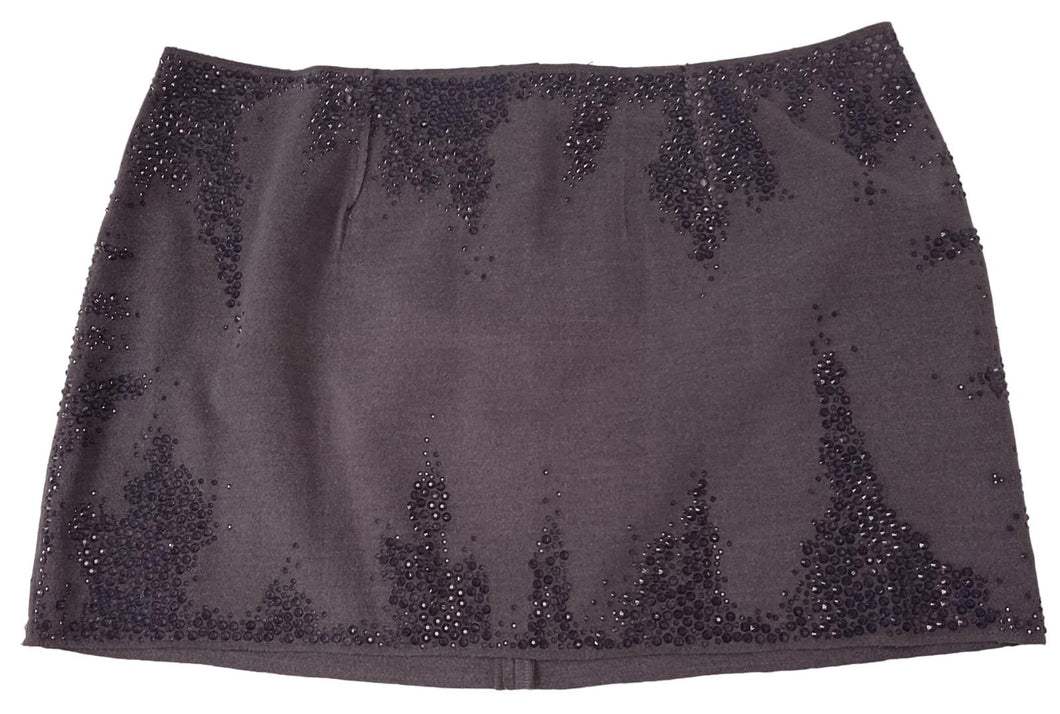 16 ARLINGTON Haile Mini Skirt Embellished Zip Charcoal Grey UK14 BNWT RRP860