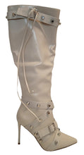 Load image into Gallery viewer, STEVE MADDEN Ladies Finkle Studded Heeled Knee Boots Bone EU40 UK7 NEW RRP230

