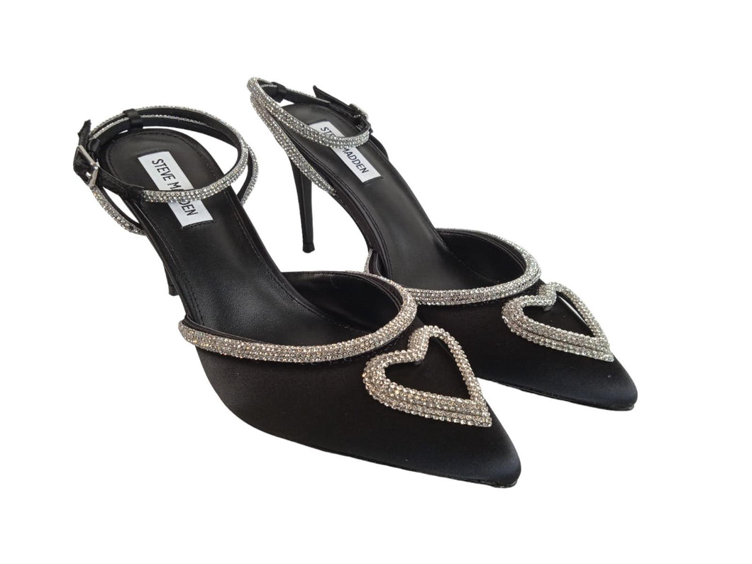 STEVE MADDEN Ladies Black Satin Legaci Occasion Pumps Size EU37 UK4 RRP145 NEW