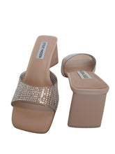 Load image into Gallery viewer, STEVE MADDEN Ladies Marseille Diamante PVC Heeled Mules Bone/Comb UK3 NEW RRP110
