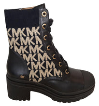 Load image into Gallery viewer, MICHAEL MICHAEL KORS Ladies Brea Black/Gold Leather Boots US8 UK5.5 NEW RRP290
