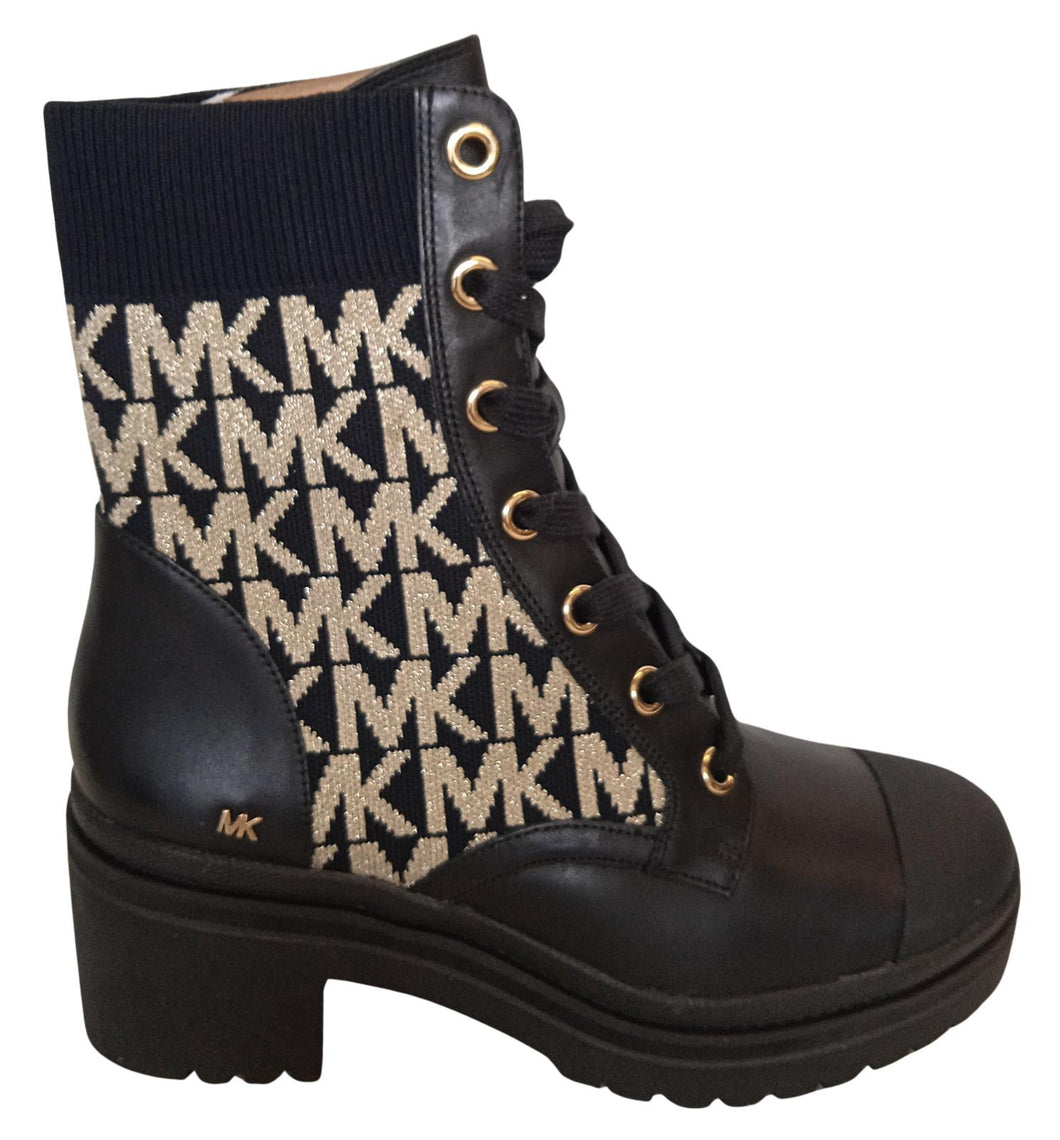 MICHAEL MICHAEL KORS Ladies Brea Black/Gold Leather Boots US8 UK5.5 NEW RRP290