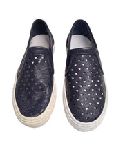 Load image into Gallery viewer, ARMANI Girls Falmouth Leather Perforated Trainers Navy Blue EU31 UK12.5 RRP155
