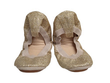 Load image into Gallery viewer, YOSI SAMRA Girls Sammie Gold Glitter Ballet Flats 3 Years Approx. UK8 NEW RRP58
