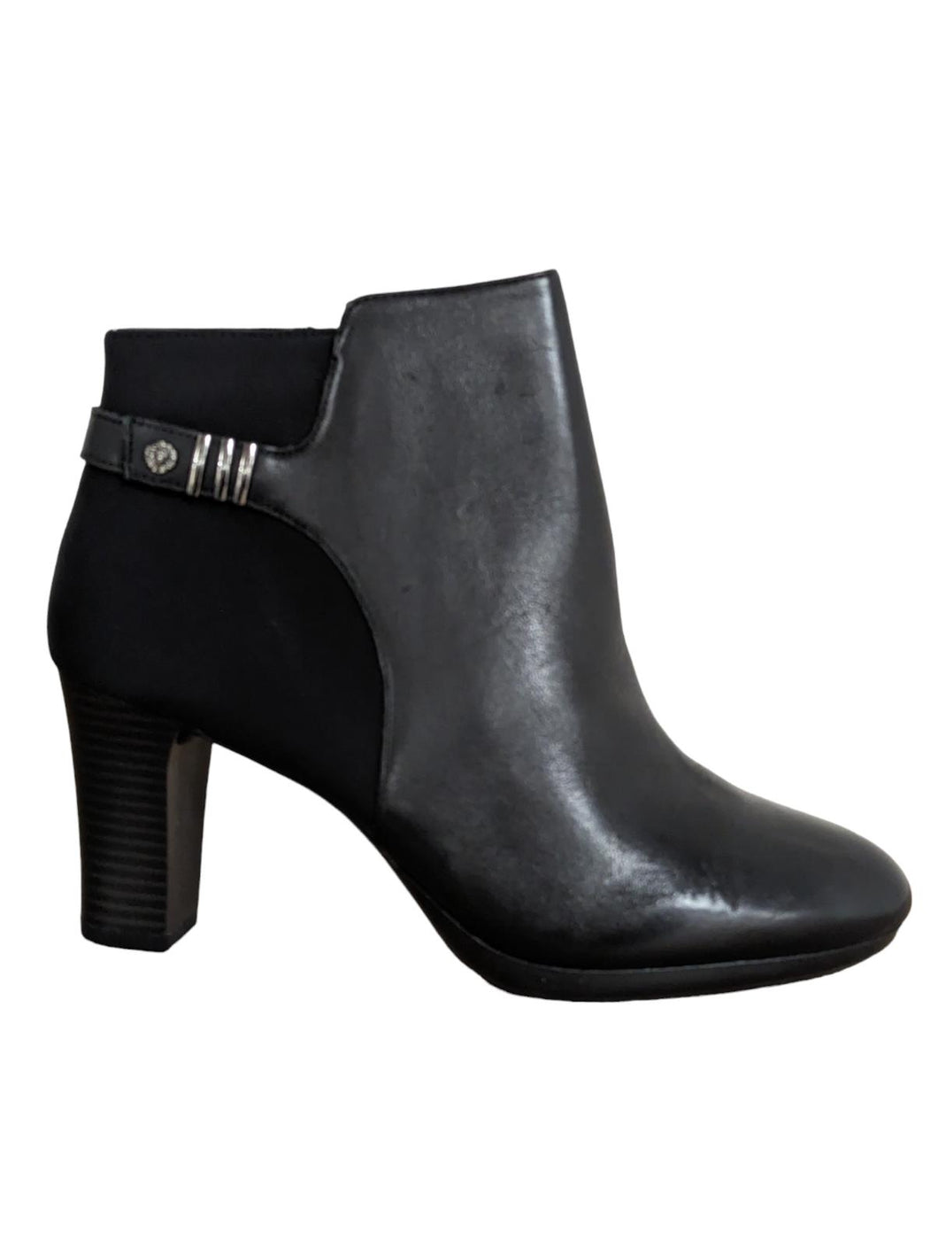 ANNE KLEIN Black Ankle Bootie Formal Boots Zipper Slip On Size UK8 US10 NEW RRP 189