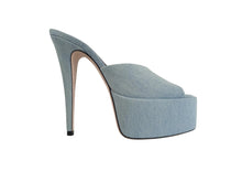 Load image into Gallery viewer, PARIS TEXAS Ladies Light Blue Denim Marina Mule Shoes Size EU39 UK6 RRP475 NEW
